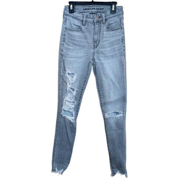 •AMERICAN EAGLE•LIGHT GRAY NE(X)T LEVEL STRETCH SUPER HIGH-RISE JEGGING SIZE 2 - Picture 1 of 11